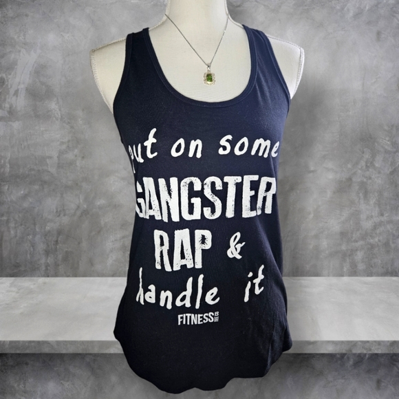M Black Razorback "Put on some Gangster Rap & handle it" Tank top EUC - Picture 3 of 4